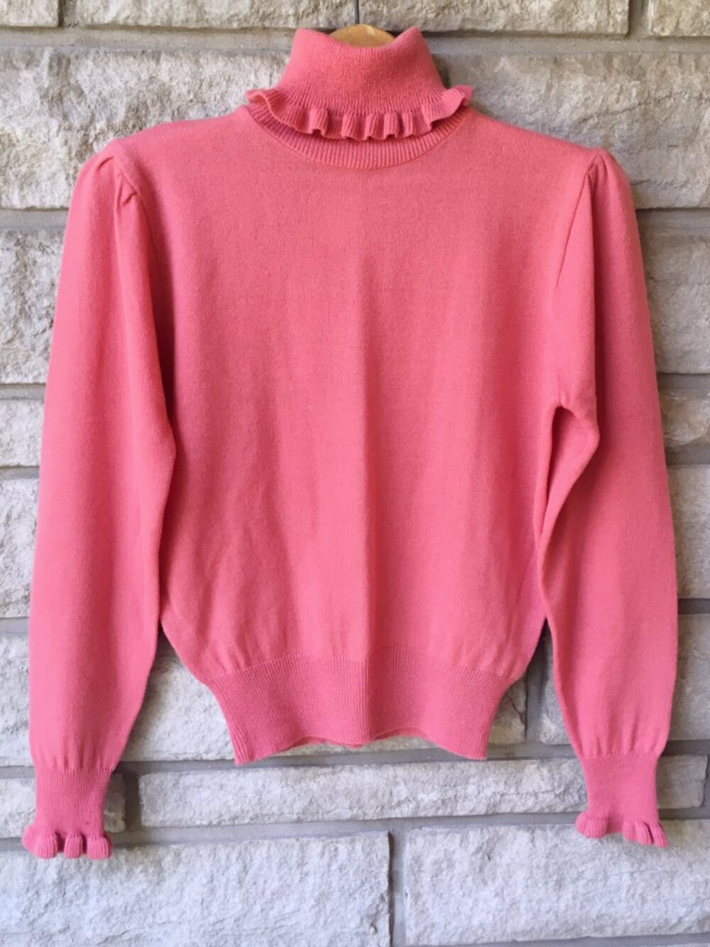 Vintage 90s Ruffled Pink Turtleneck Sweater - NWT